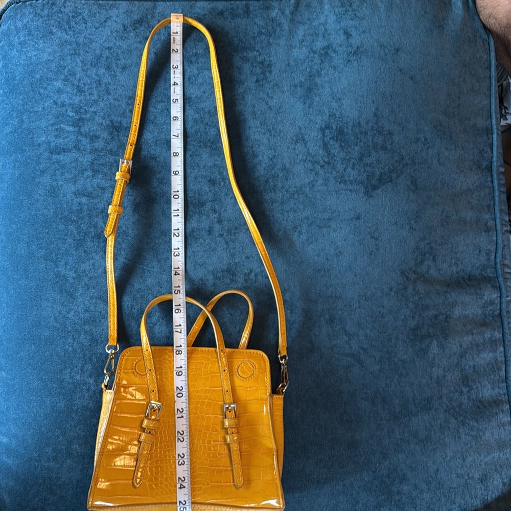 Zara Yellow Croc-Texture Crossbody Bag - Picture 2 of 5